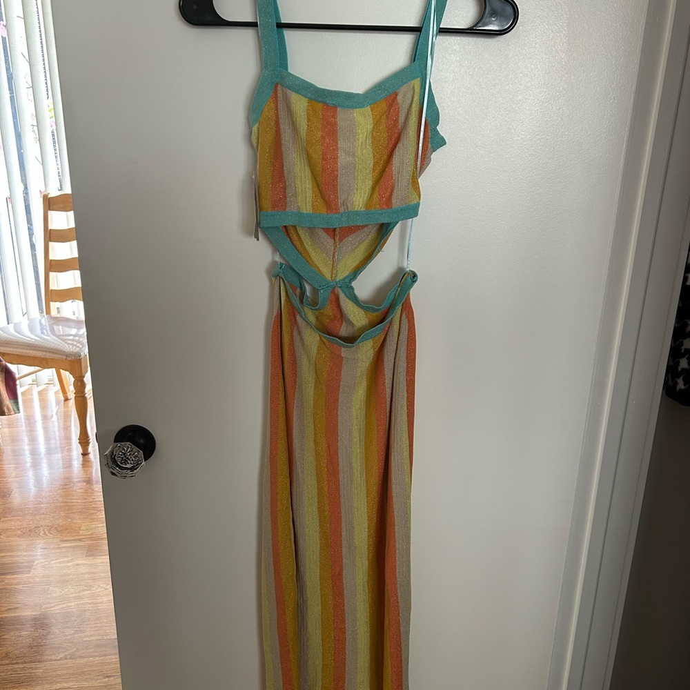 Altar'd State Multicolor Striped Knit Cut-Out Sleeveless Maxi Dress Size S - Picture 3 of 3